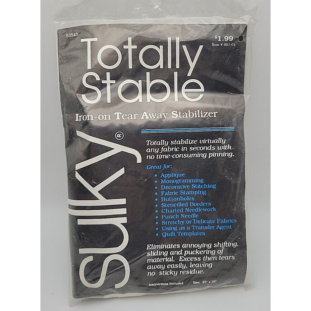 Sulky 661-01 Totally Stable Iron-On Tear-Away Stabilizer-20"X36" (3Pk)